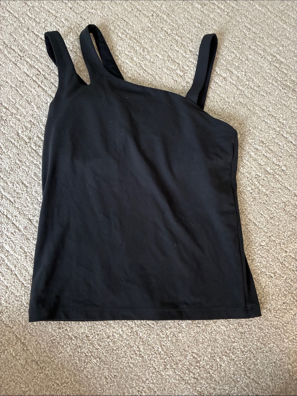 Black Asymmetrical Strap Women’s Workout Tank Top